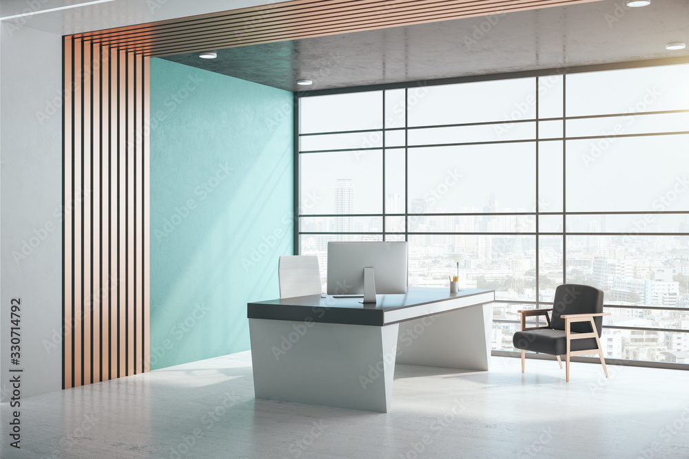 Luxury office interior with city view