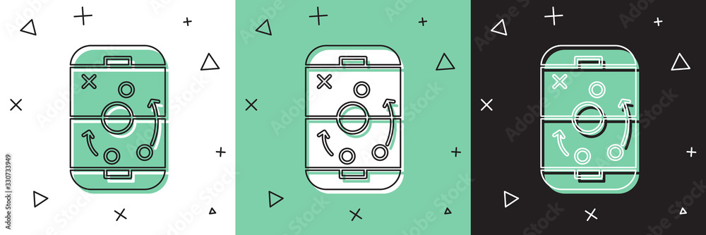 Set Planning strategy concept icon isolated on white and green, black background. Hockey cup formati