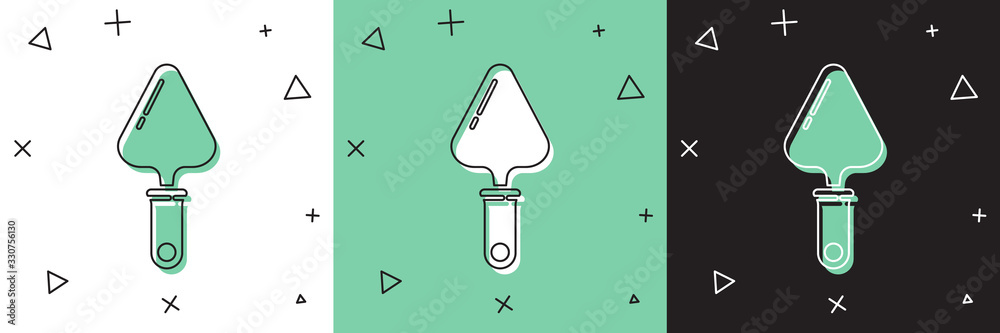 Set Trowel icon isolated on white and green, black background. Vector Illustration