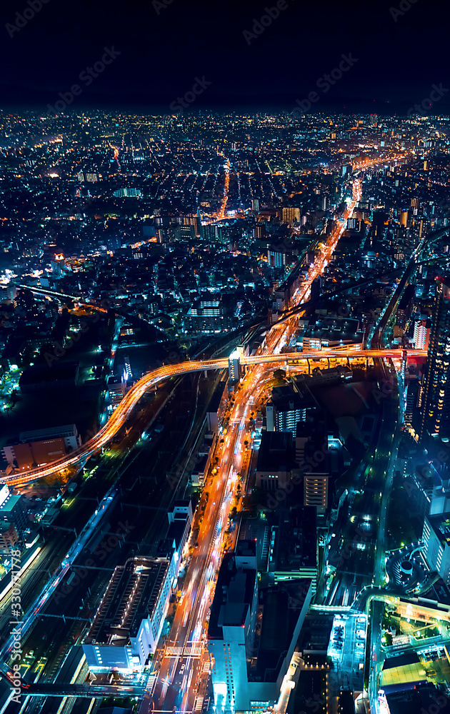 大阪夜景鸟瞰图