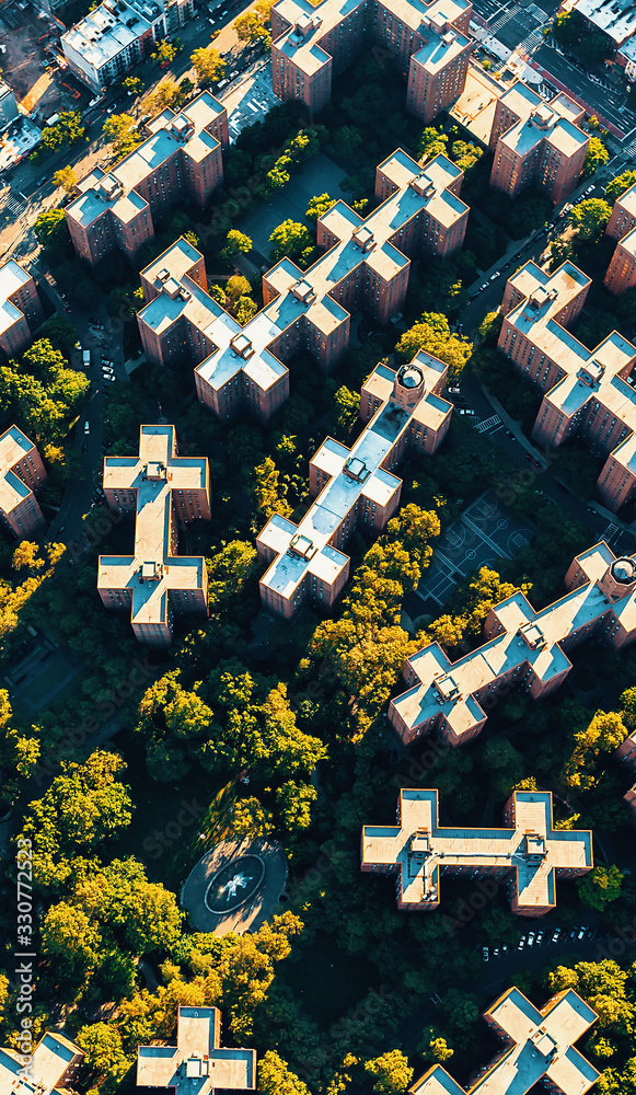 Aerial view of Stuyvesant Town and Peter Cooper Village in Manhattan, New York City