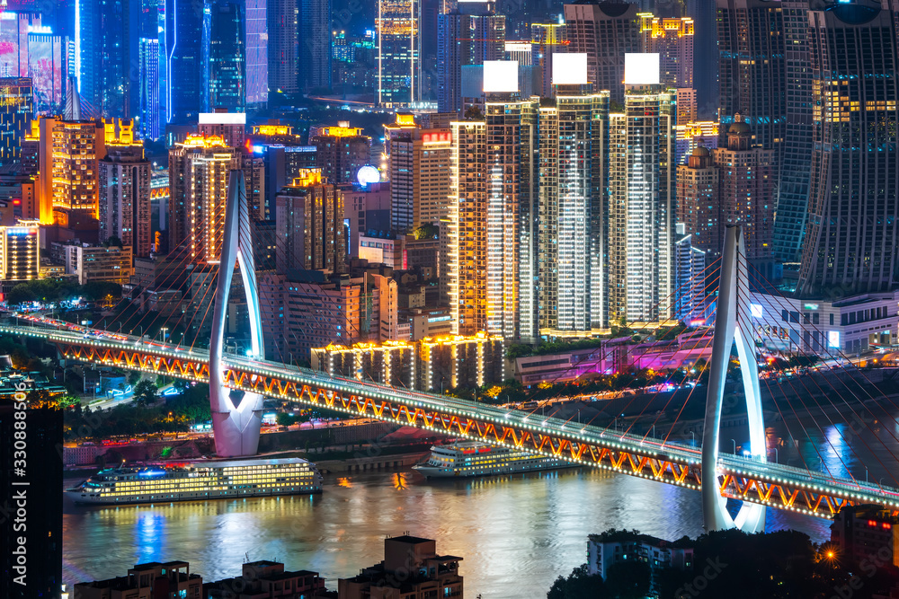 重庆建筑与城市天际线夜景……