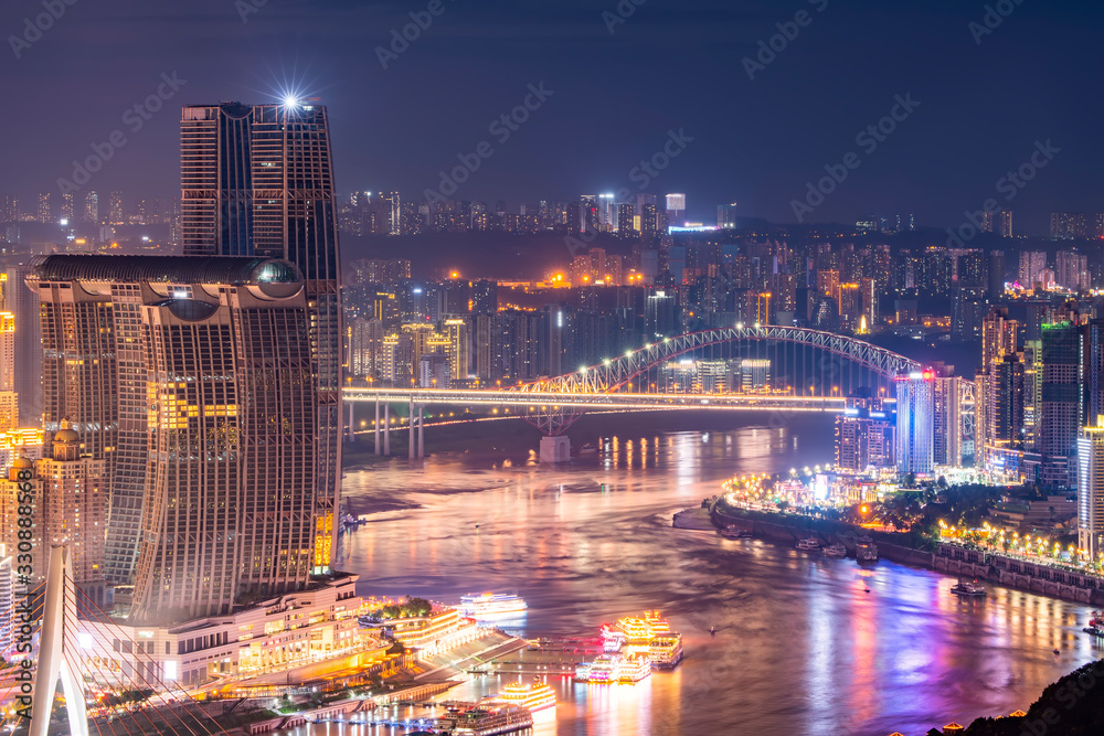 重庆建筑与城市天际线夜景……