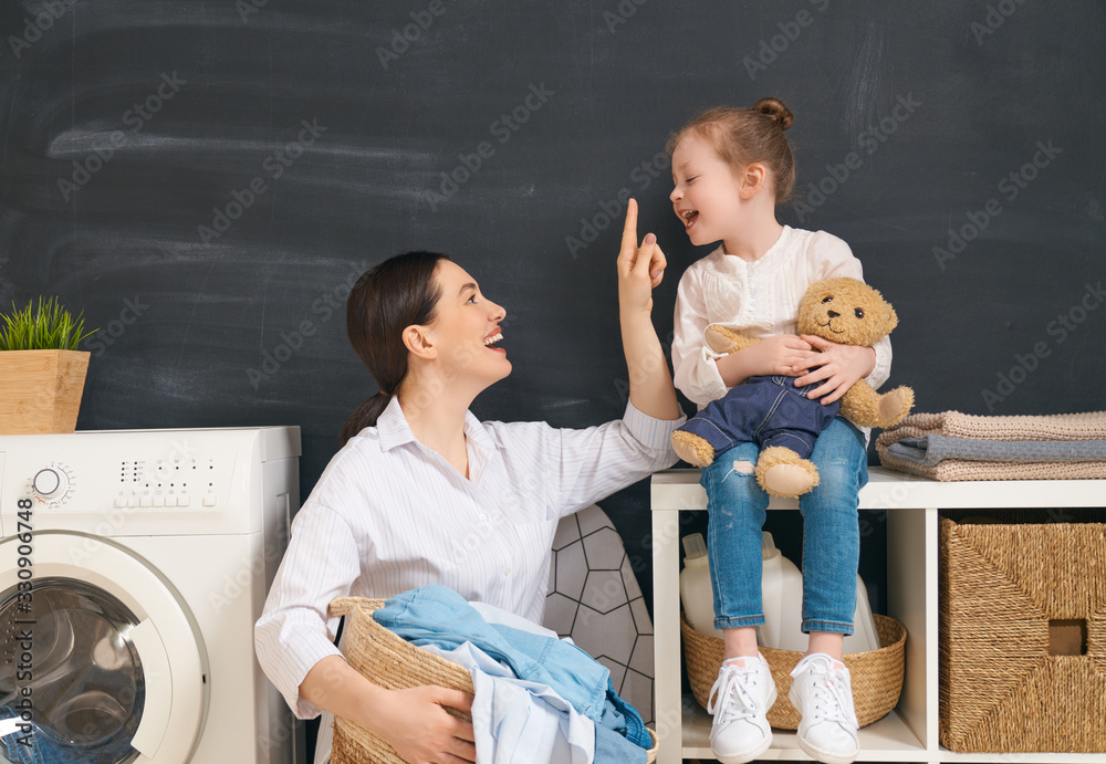 family doing laundry