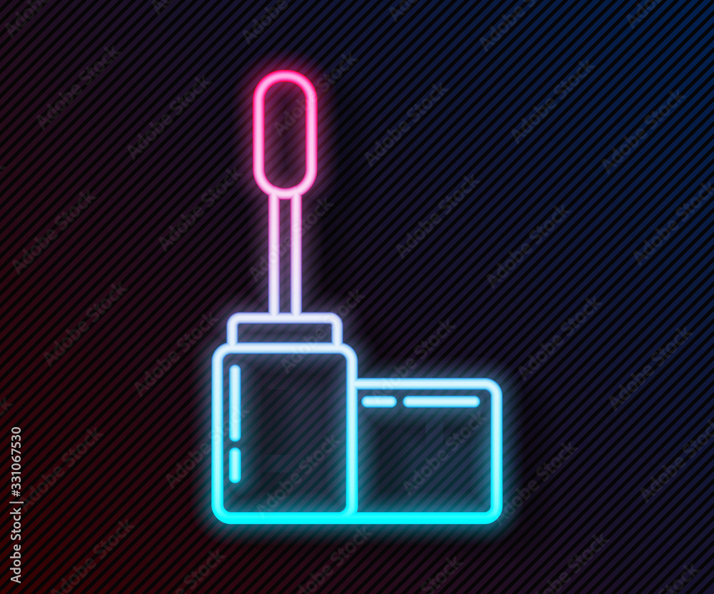 Glowing neon line Mascara brush icon isolated on black background. Vector Illustration