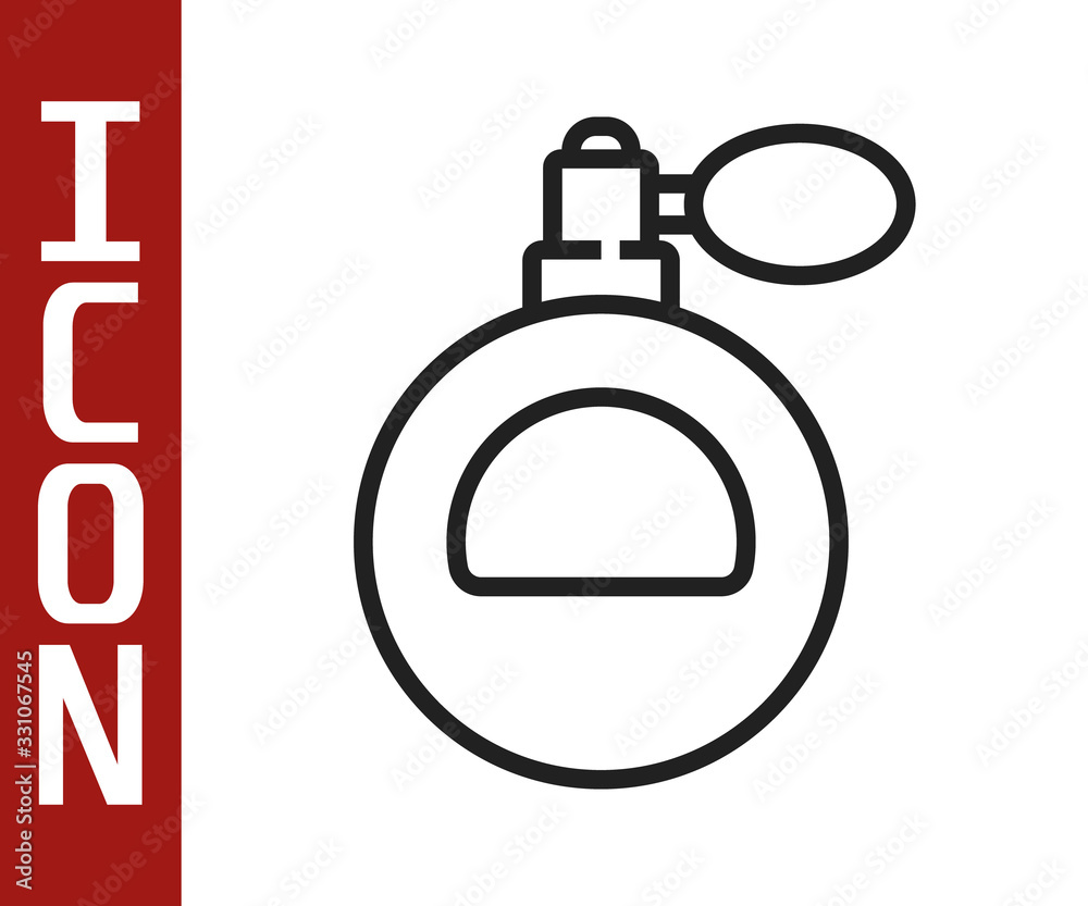 Black line Perfume icon isolated on white background. Vector Illustration