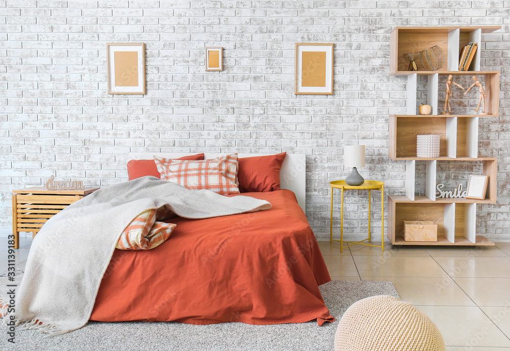 Interior of beautiful modern bedroom