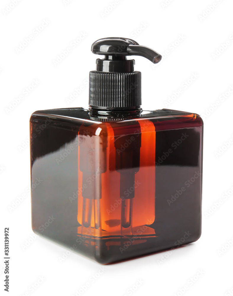 Bottle of shampoo on white background