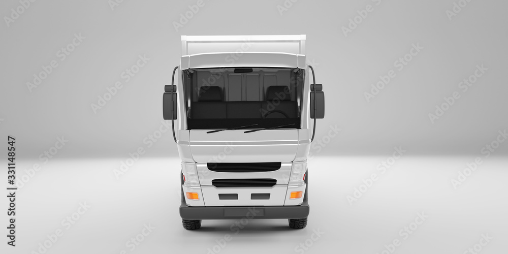 Delivery truck on studio white background