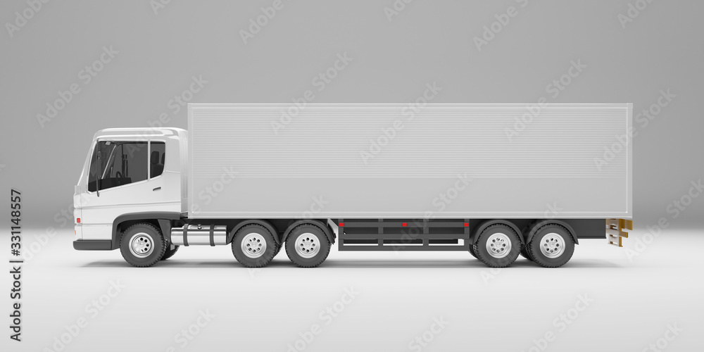 Delivery truck on studio white background