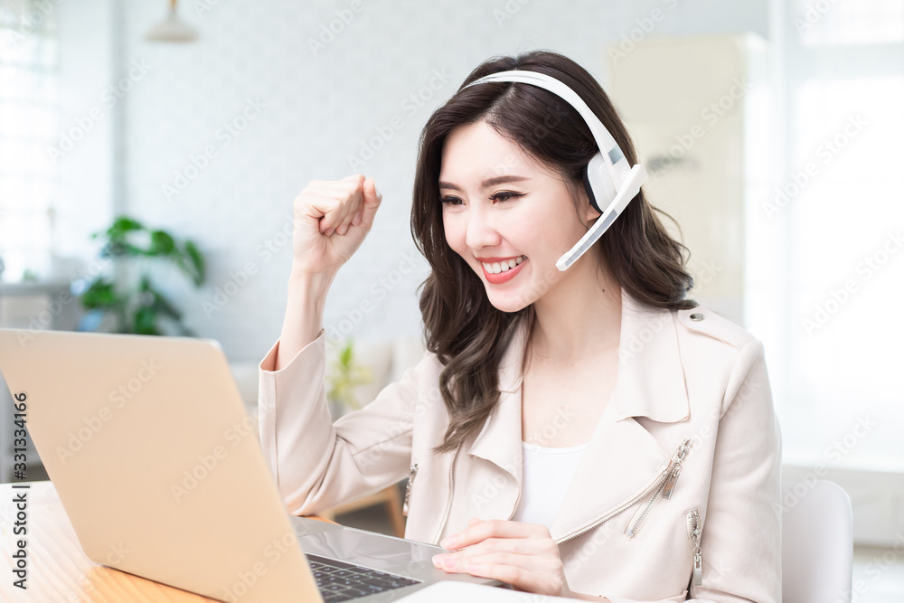 woman has successful video meeting