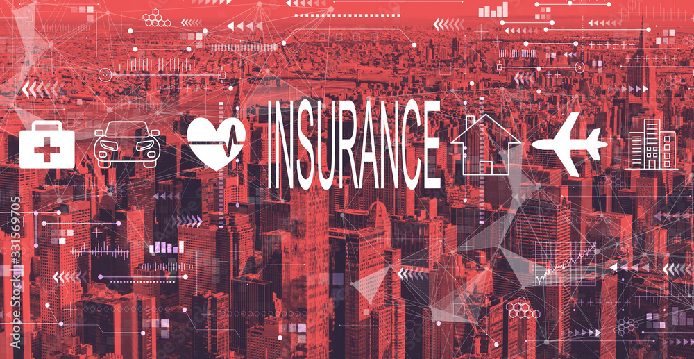 Insurance concept with the New York City skyline