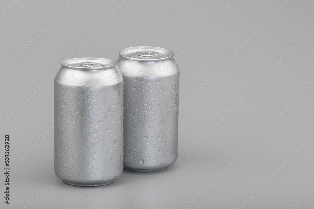 wet metal aluminum beverage drink cans. photography