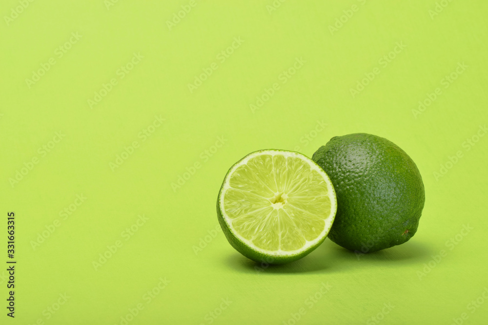 Lime with slice green background