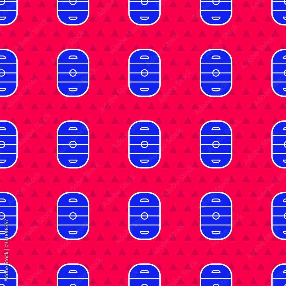 Blue Ice hockey rink icon isolated seamless pattern on red background. Hockey arena. Vector Illustra