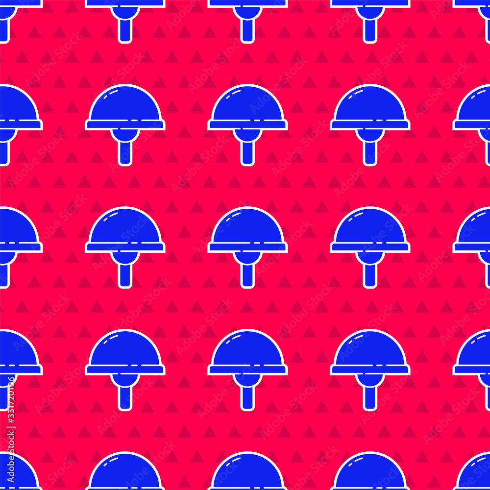 Blue Light emitting diode icon isolated seamless pattern on red background. Semiconductor diode elec