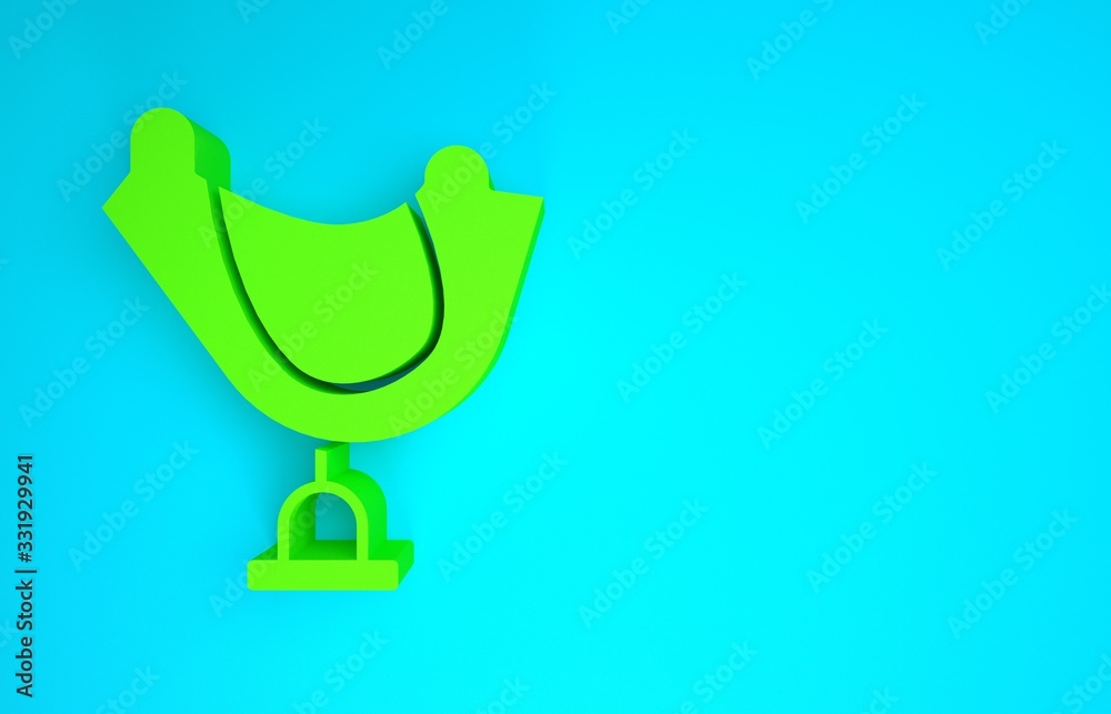 Green Wild west saddle icon isolated on blue background. Minimalism concept. 3d illustration 3D rend