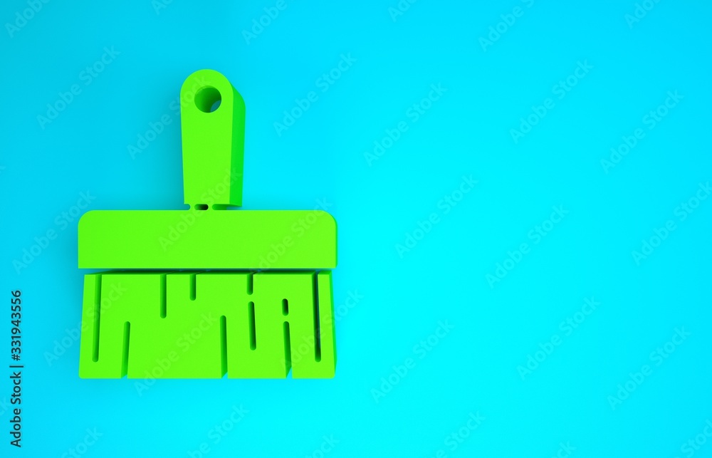 Green Paint brush icon isolated on blue background. Minimalism concept. 3d illustration 3D render