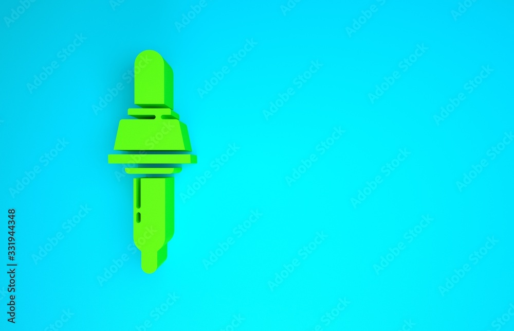 Green Pipette icon isolated on blue background. Element of medical, chemistry lab equipment. Medicin