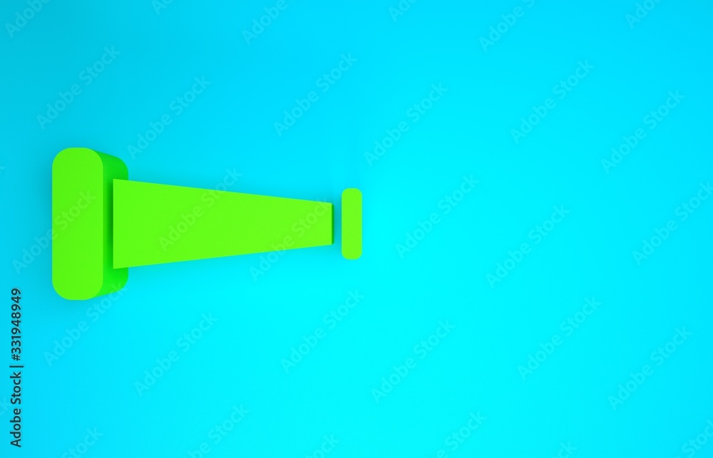 Green Industry metallic pipe icon isolated on blue background. Plumbing pipeline parts of different 