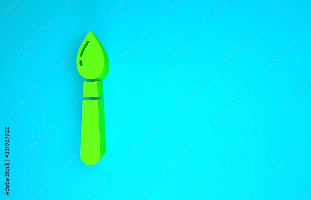 Green Paint brush icon isolated on blue background. Minimalism concept. 3d illustration 3D render