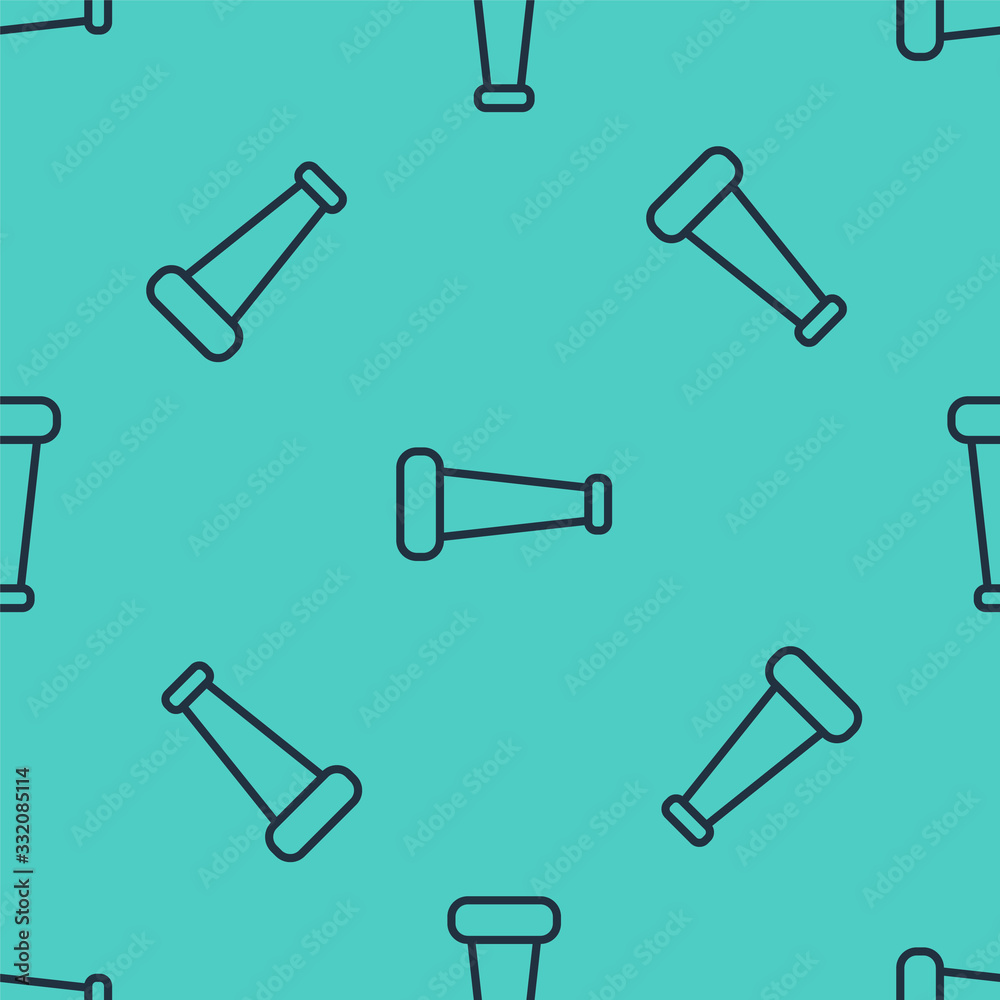 Black line Industry metallic pipe icon isolated seamless pattern on green background. Plumbing pipel