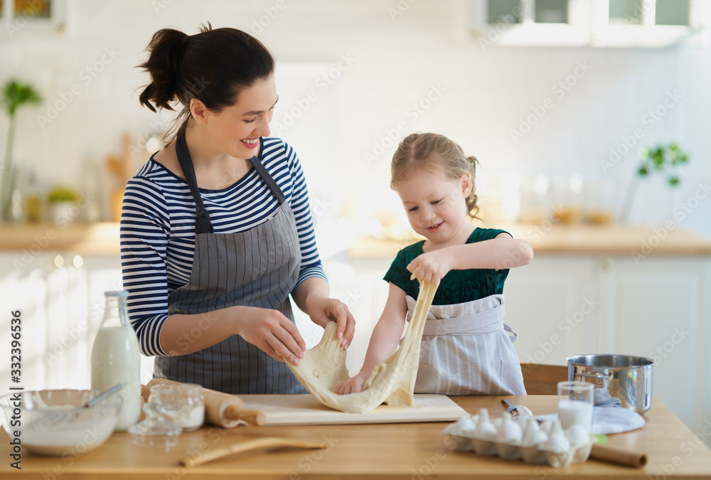 family are preparing bakery together