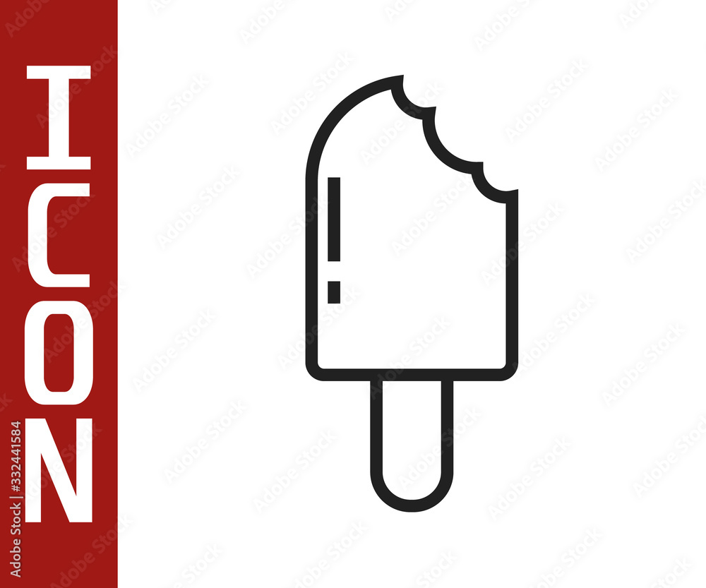 Black line Ice cream icon isolated on white background. Sweet symbol. Vector Illustration