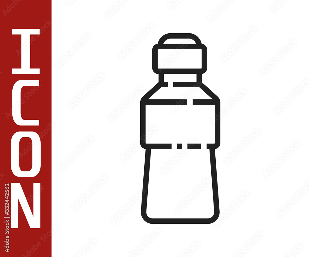 Black line Bottle of water icon isolated on white background. Soda aqua drink sign. Vector Illustrat