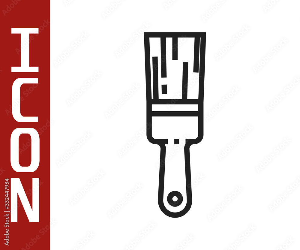 Black line Paint brush icon isolated on white background. Vector Illustration