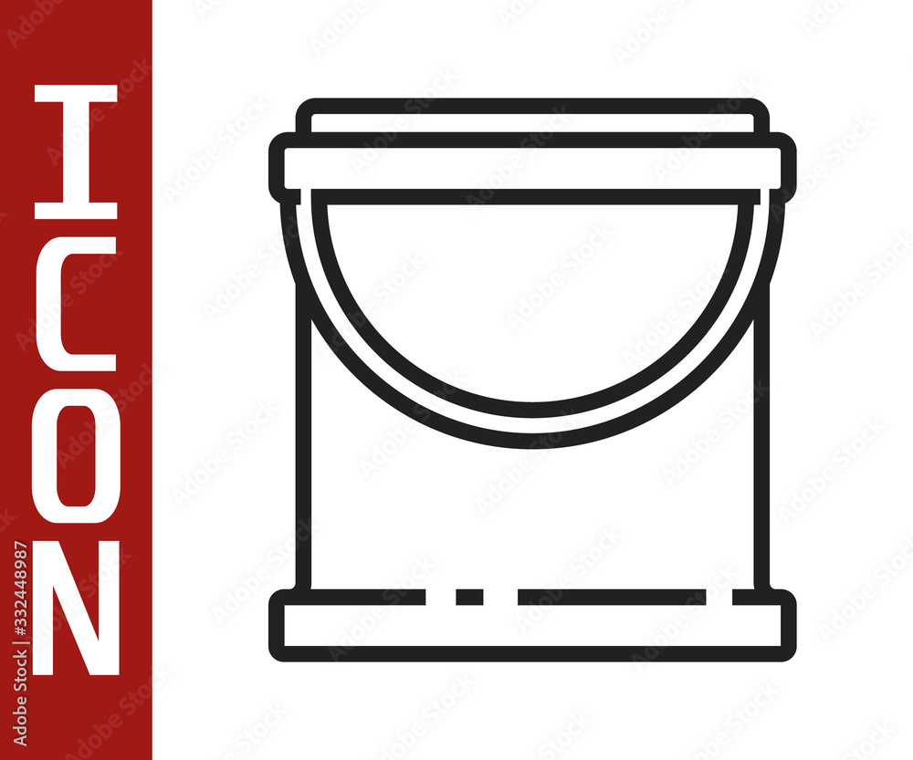 Black line Paint bucket icon isolated on white background. Vector Illustration