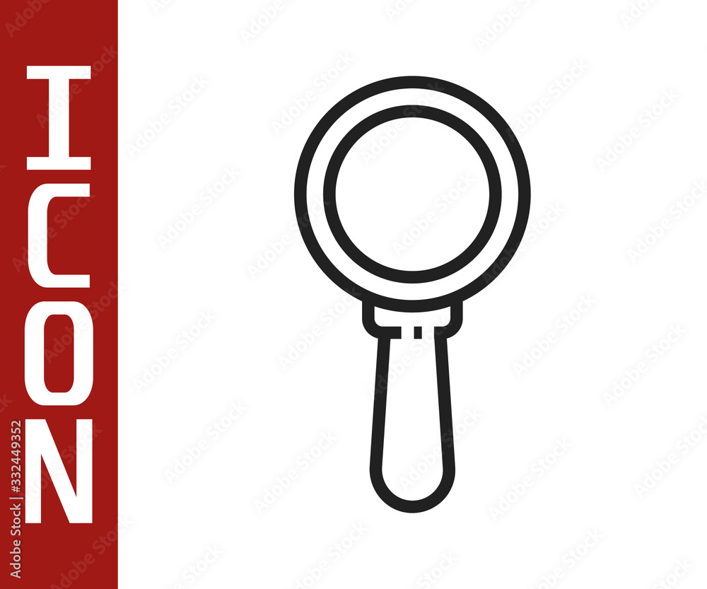 Black line Magnifying glass icon isolated on white background. Search, focus, zoom, business symbol.