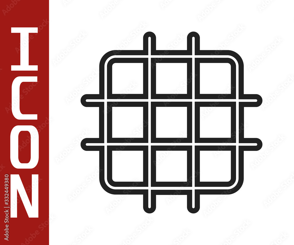 Black line Grid graph paper icon isolated on white background. Vector Illustration