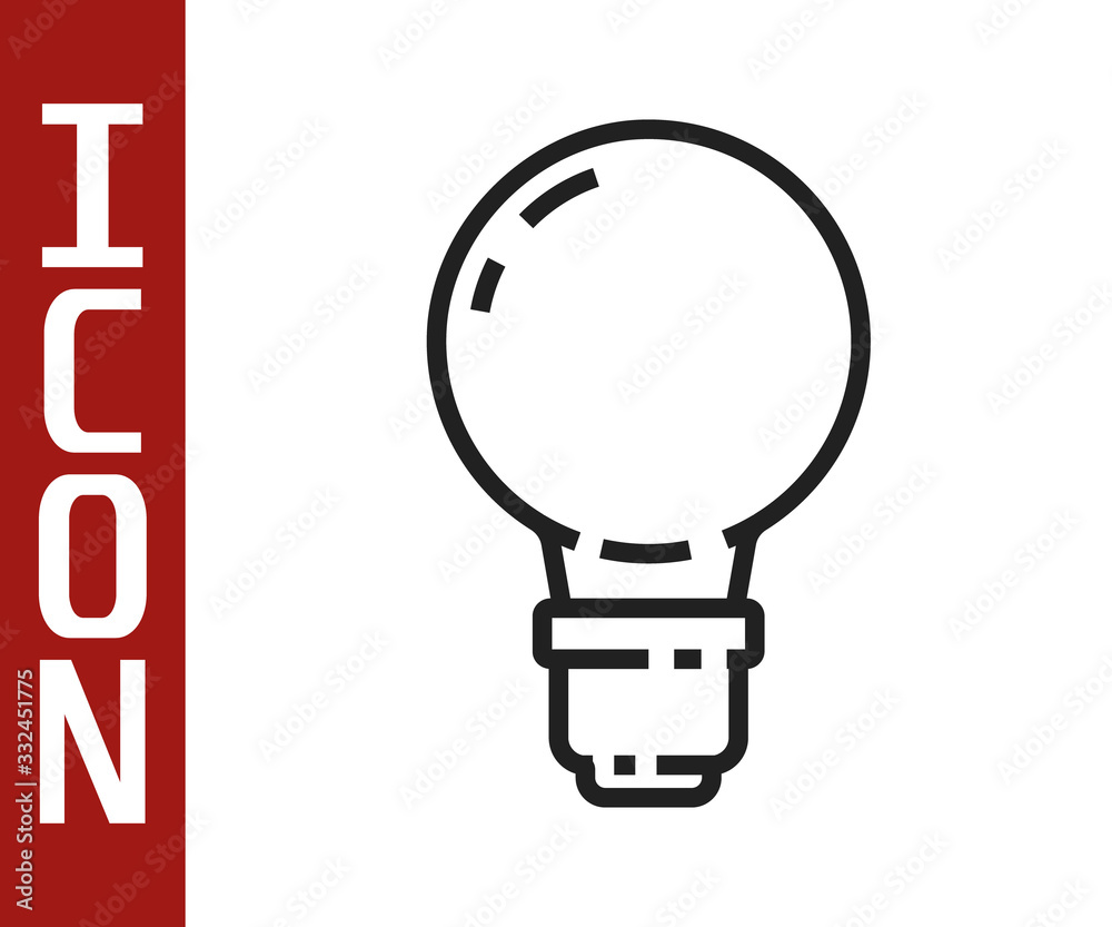 Black line Light bulb with concept of idea icon isolated on white background. Energy and idea symbol