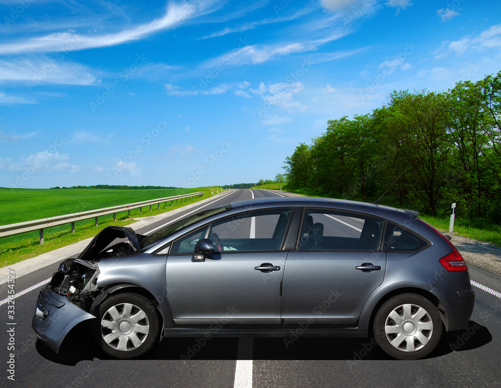 Car crash accident on street