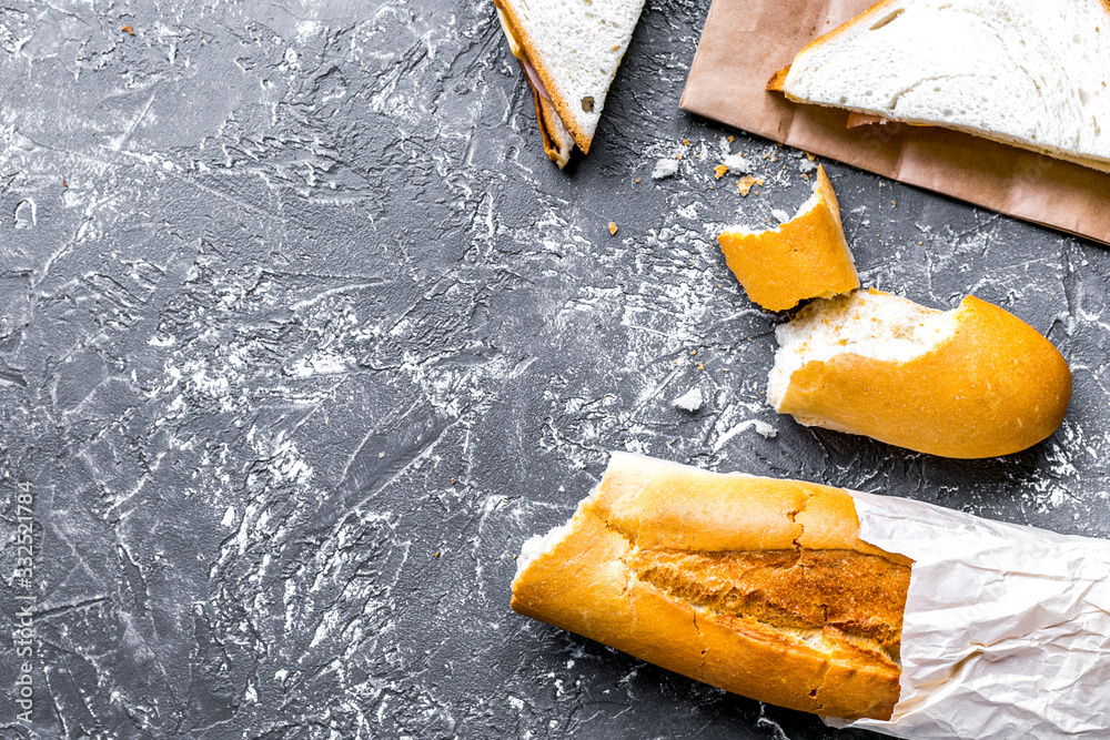 Store concept with bread on table background top view mockup