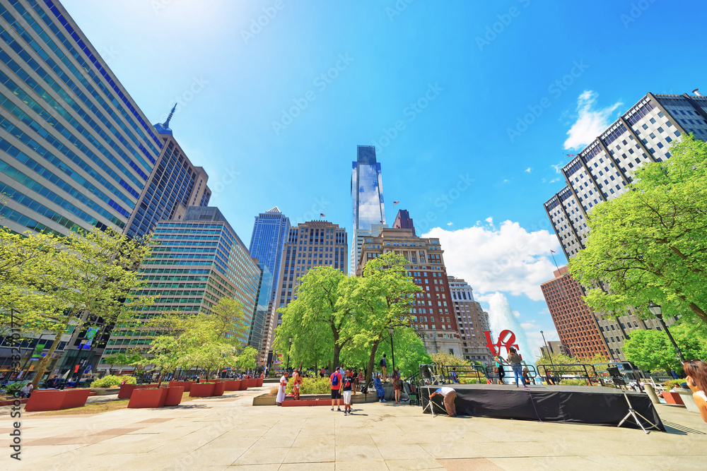 Love Park with Fountain in the City Center of Philadelphia