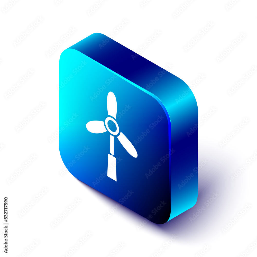 Isometric Wind turbine icon isolated on white background. Wind generator sign. Windmill for electric