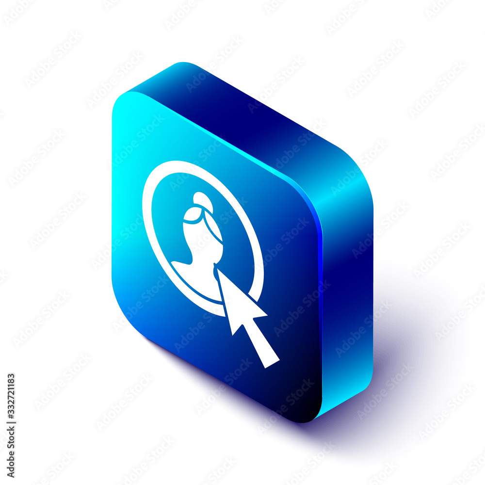 Isometric Create account screen icon isolated on white background.Blue square button.Vector Illust（等