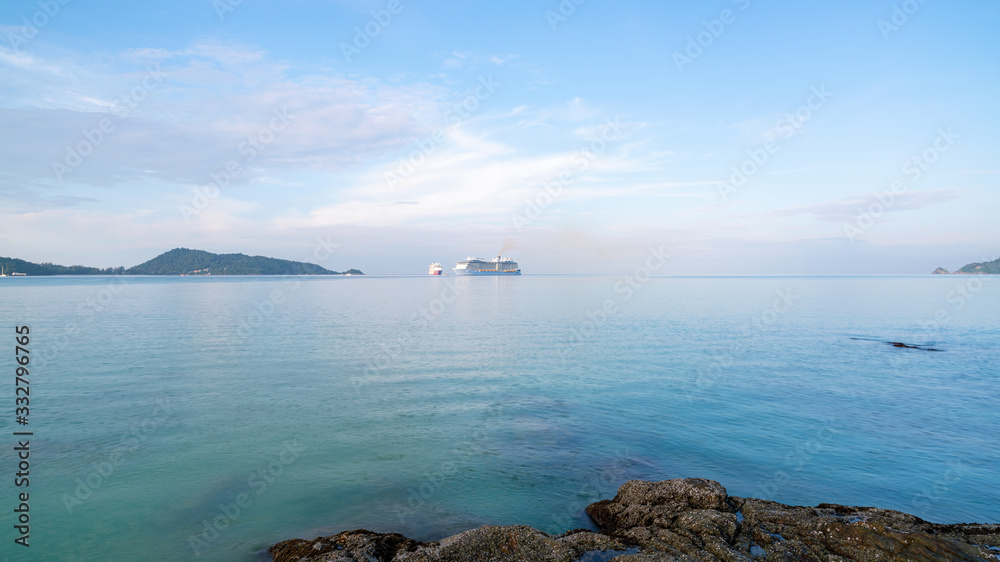 Cruise ship in patong bay Phuket Thailand in summer travel season.