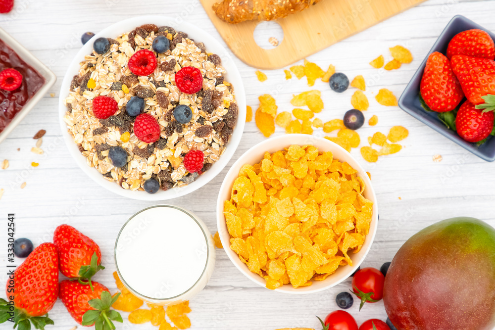 Breakfast Served in the morning with Butter croissant and corn flakes Whole grains and raisins with 