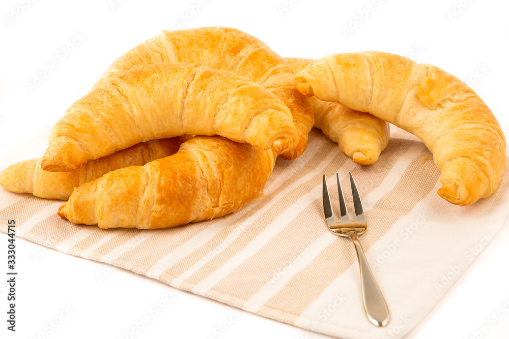 Croissant bread of bake Breakfast in the morning for health or diet food on the White background