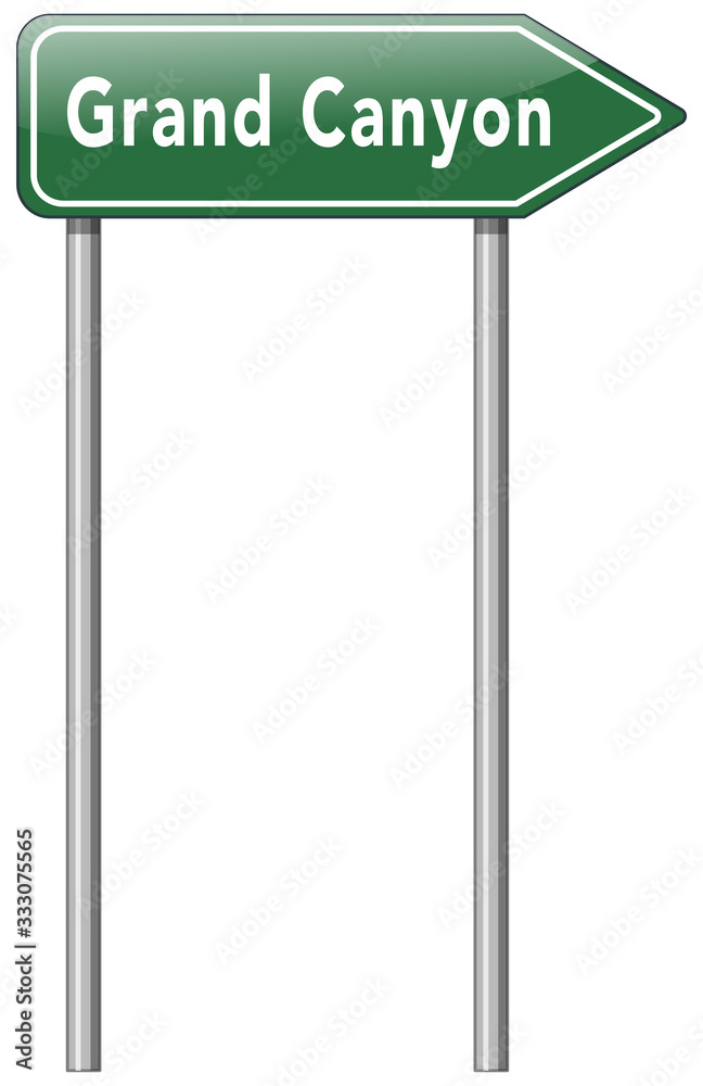 Road sign template with grand canyon on green plate