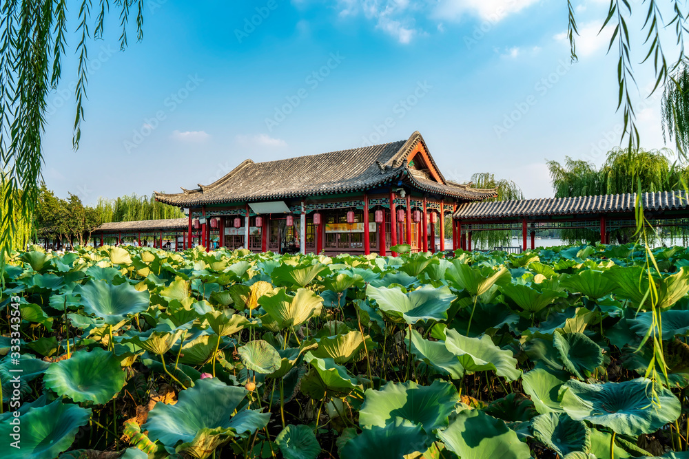 济南大明湖公园古建筑景观……