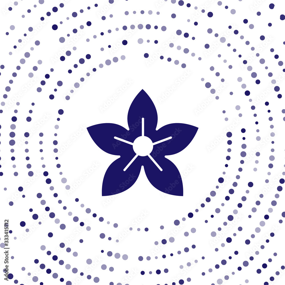 Blue Lotus flower icon isolated on white background. Abstract circle random dots. Vector Illustratio