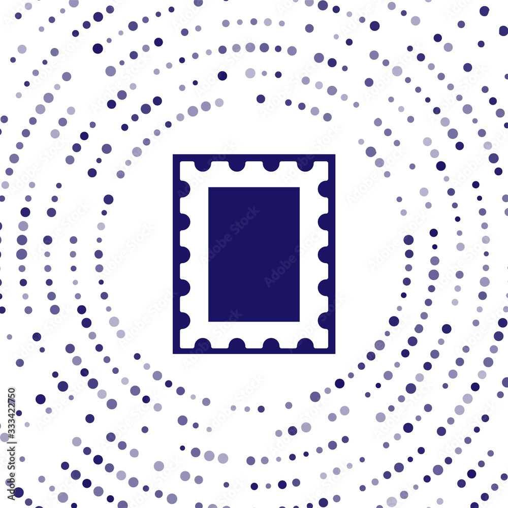 Blue Postal stamp icon isolated on white background. Abstract circle random dots. Vector Illustratio