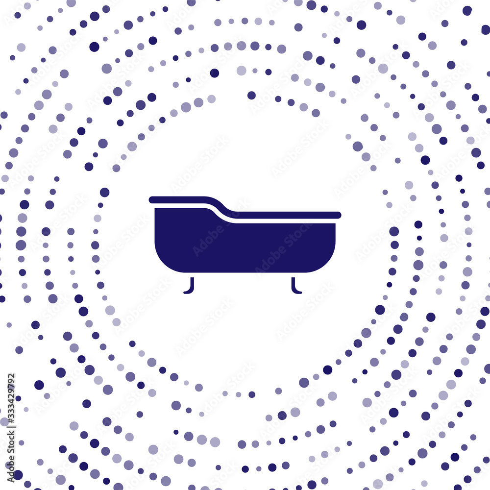 Blue Bathtub icon isolated on white background. Abstract circle random dots. Vector Illustration