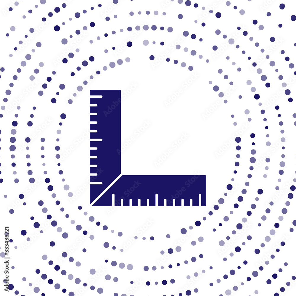 蓝色角尺图标隔离在白色背景上。Setsquare，角尺，木工，测量ut