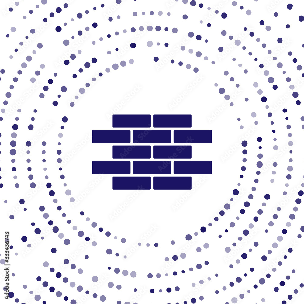 蓝色砖块图标隔离在白色背景上。抽象圆形随机点。矢量插图