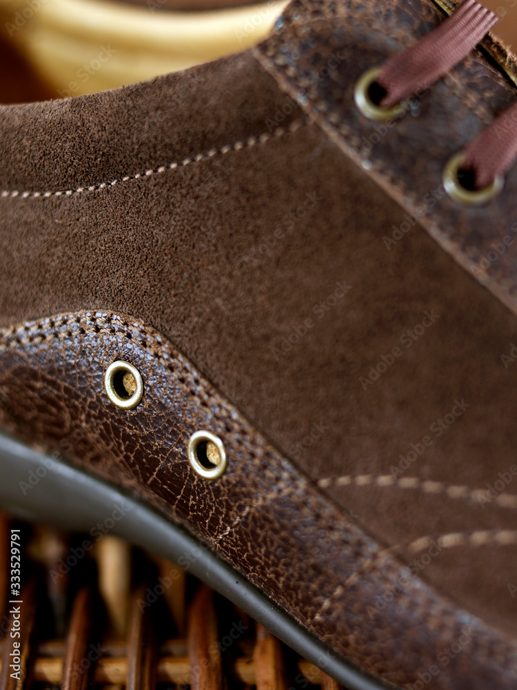 Suede shoe detail